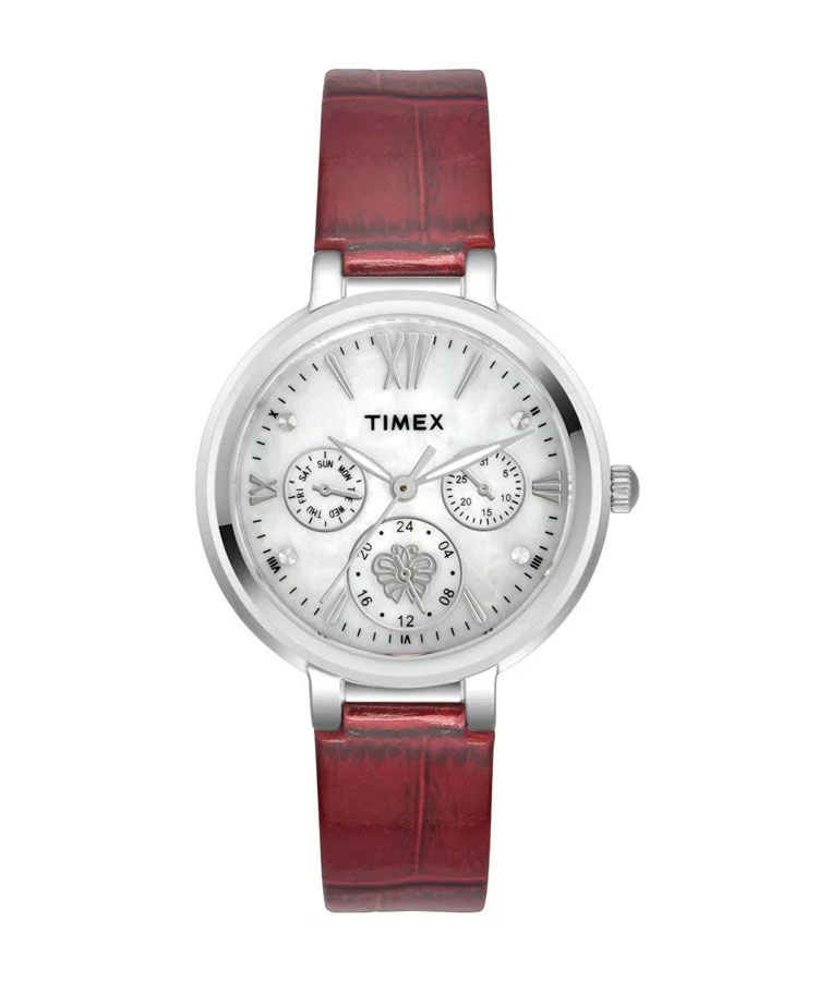 Timex E Class Women's Mother of Pearl Dial Round Case Multifunction Function Watch -TWEL11700