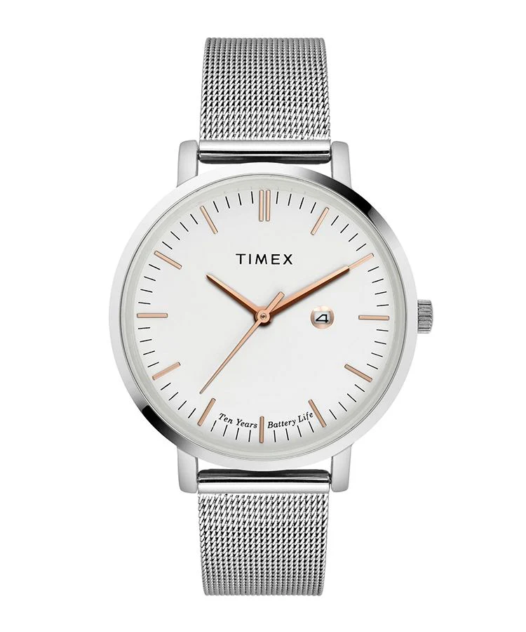 Timex Empera Women's Silver Dial Round Case 10 Year Battery Life  Date Function Watch -TWEL12900
