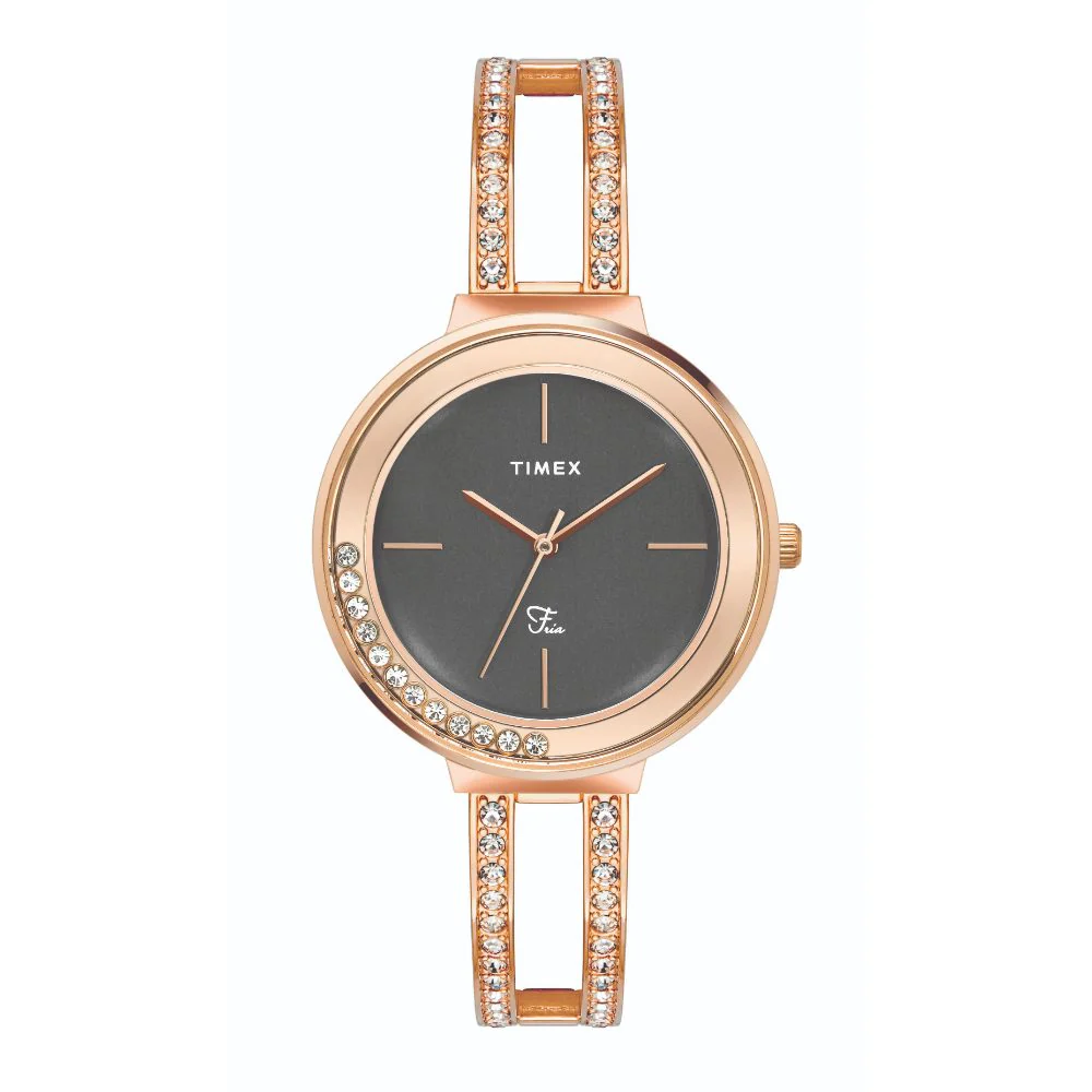 Timex Fria Women's Grey Dial Round Case 3 Hands Function Watch -TWEL13503