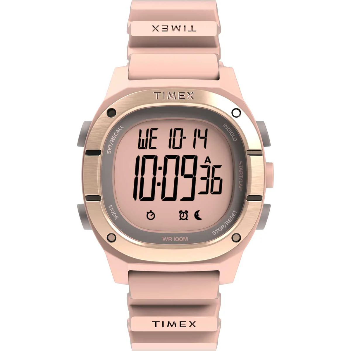 Timex Global Unisex Pink Dial  Case Soft-Silicone-Rubber-Strap Function Watch -TW5M35700